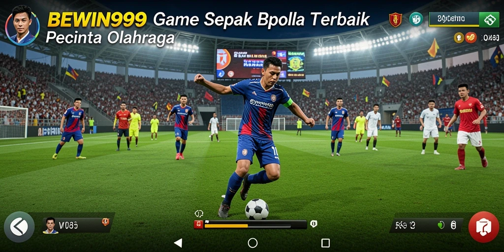 Tampilan gameplay intens di BEWIN999 dengan aksi sepak bola yang mendebarkan.