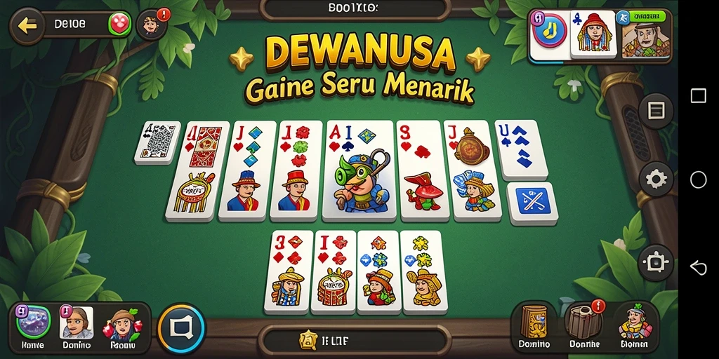 Tampilan gameplay DEWANUSA dengan pemain berkompetisi di meja Domino.
