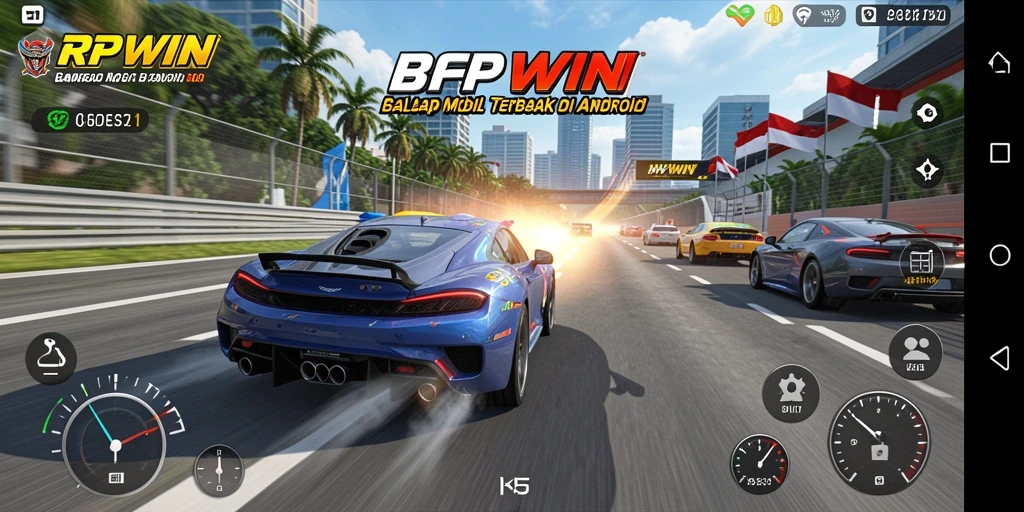 Tangkapan layar gameplay <strong>RPWIN</strong> menunjukkan aksi balap yang seru dan mendebarkan.